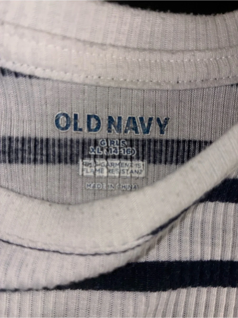 Old Navy White and Navy Stripe Short Sleeve Tee